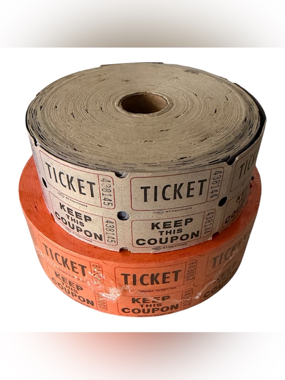 Dual-Roll Raffle Tickets - Orange and Tan - Unbranded Event Tickets